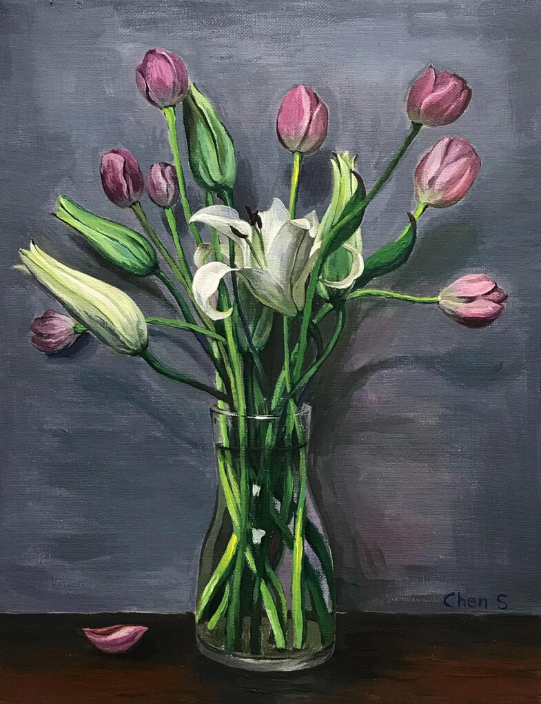 Valentine's Day flowers 11x14in Acrylic on canvas